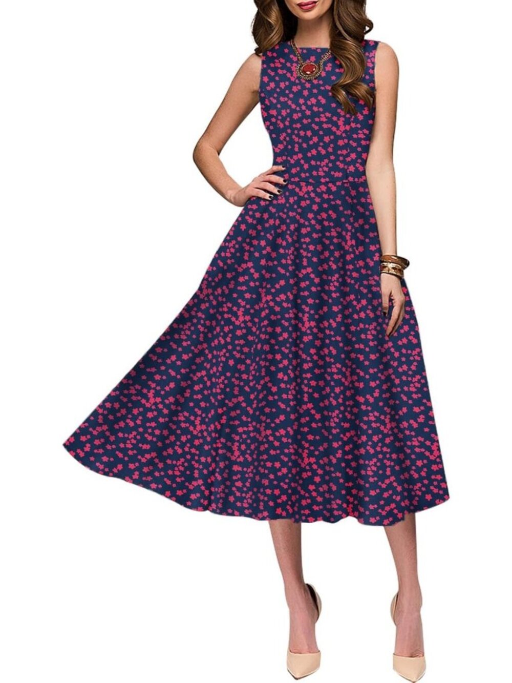 Vintage 1950s Cocktail Midi Dress for Women | Retro Style, Elegant Fit & Flare